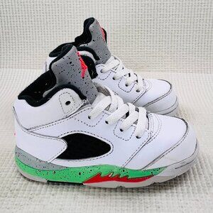 Nike Jordan Retro 5 Poison Green Shoes Toddler Size 6C Basketball Sneakers
